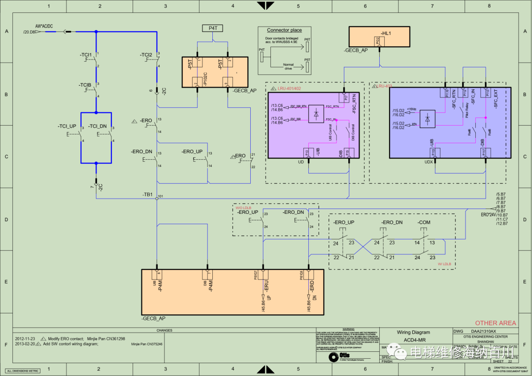奥的斯ACD4-MR（图号：DAA21310AX）电气图纸