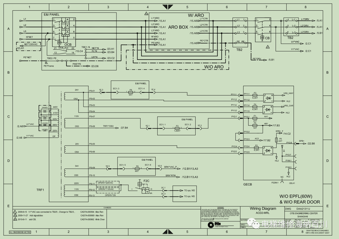 OTIS ACD2-MRL电气图（图纸号：DAA21311J）