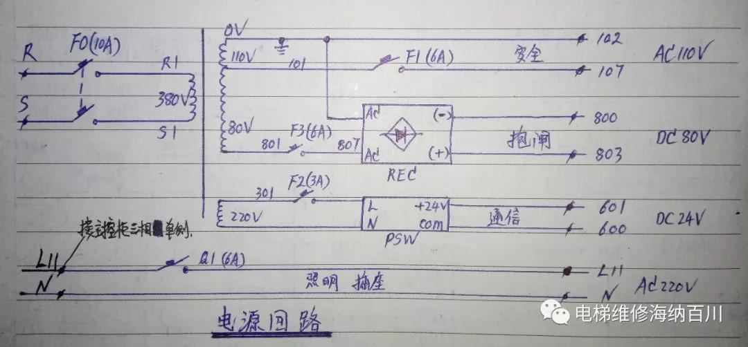 默纳克3000手绘图纸（带K1 K2接触器）-图片1