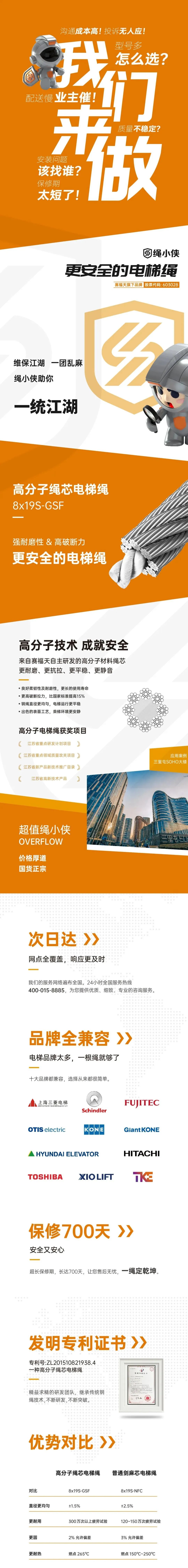 “赛福天”喜得贵子“绳小侠”，电梯维保就选他！更安全的电梯绳！