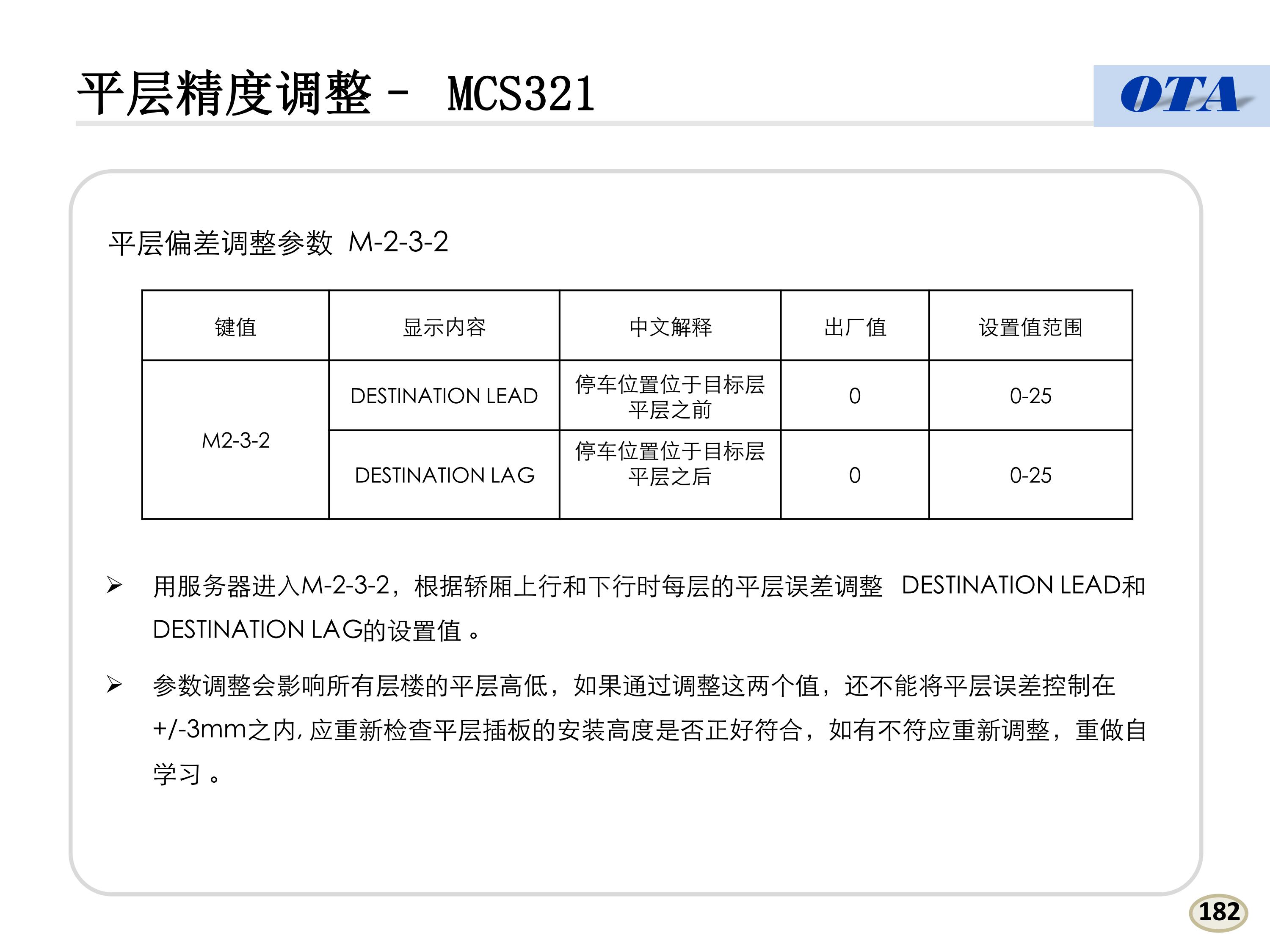 奥的斯机电MCS321平层精度调整