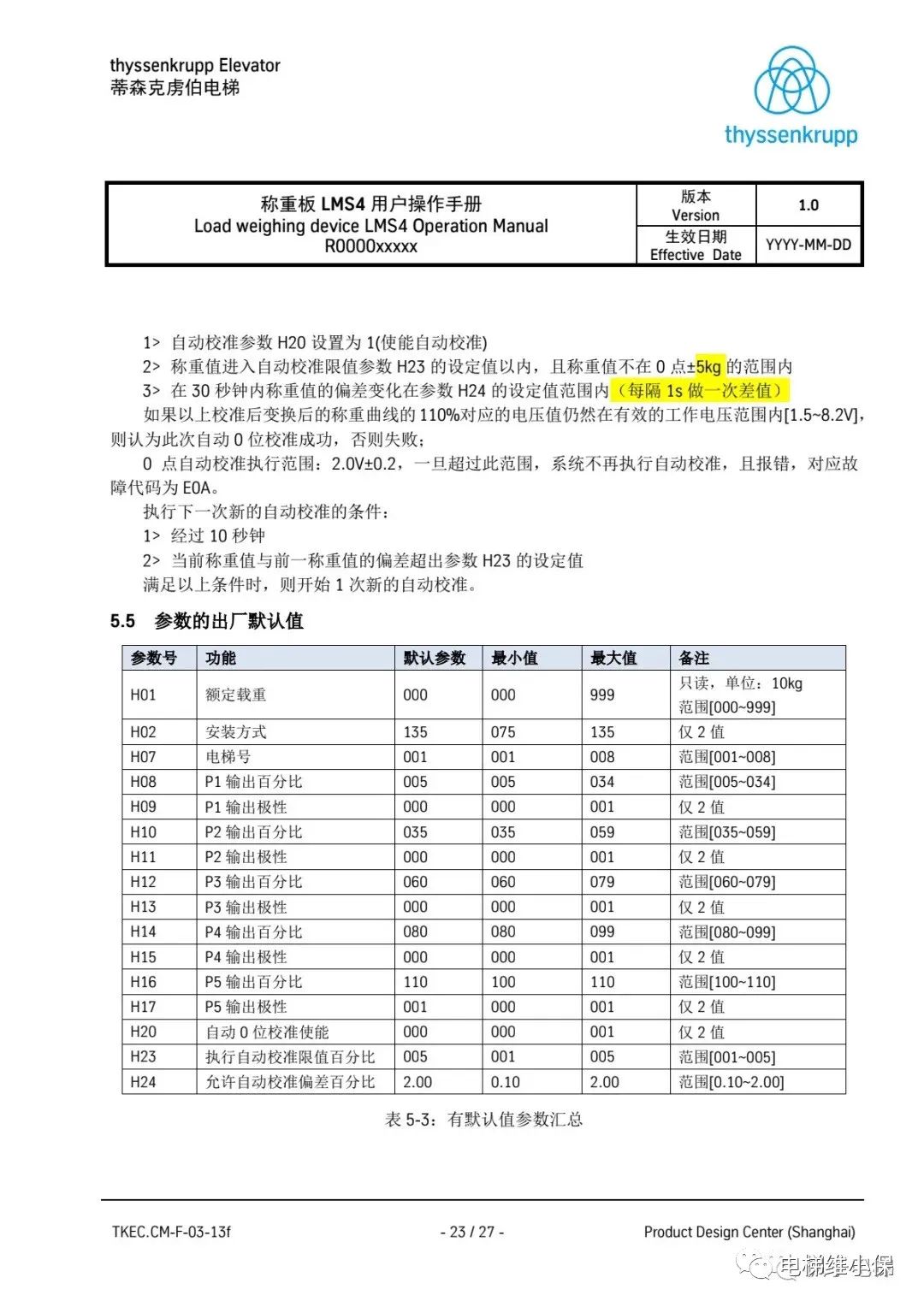 蒂森LMS4称重板操作手册 蒂森LMS4称重板操作手册