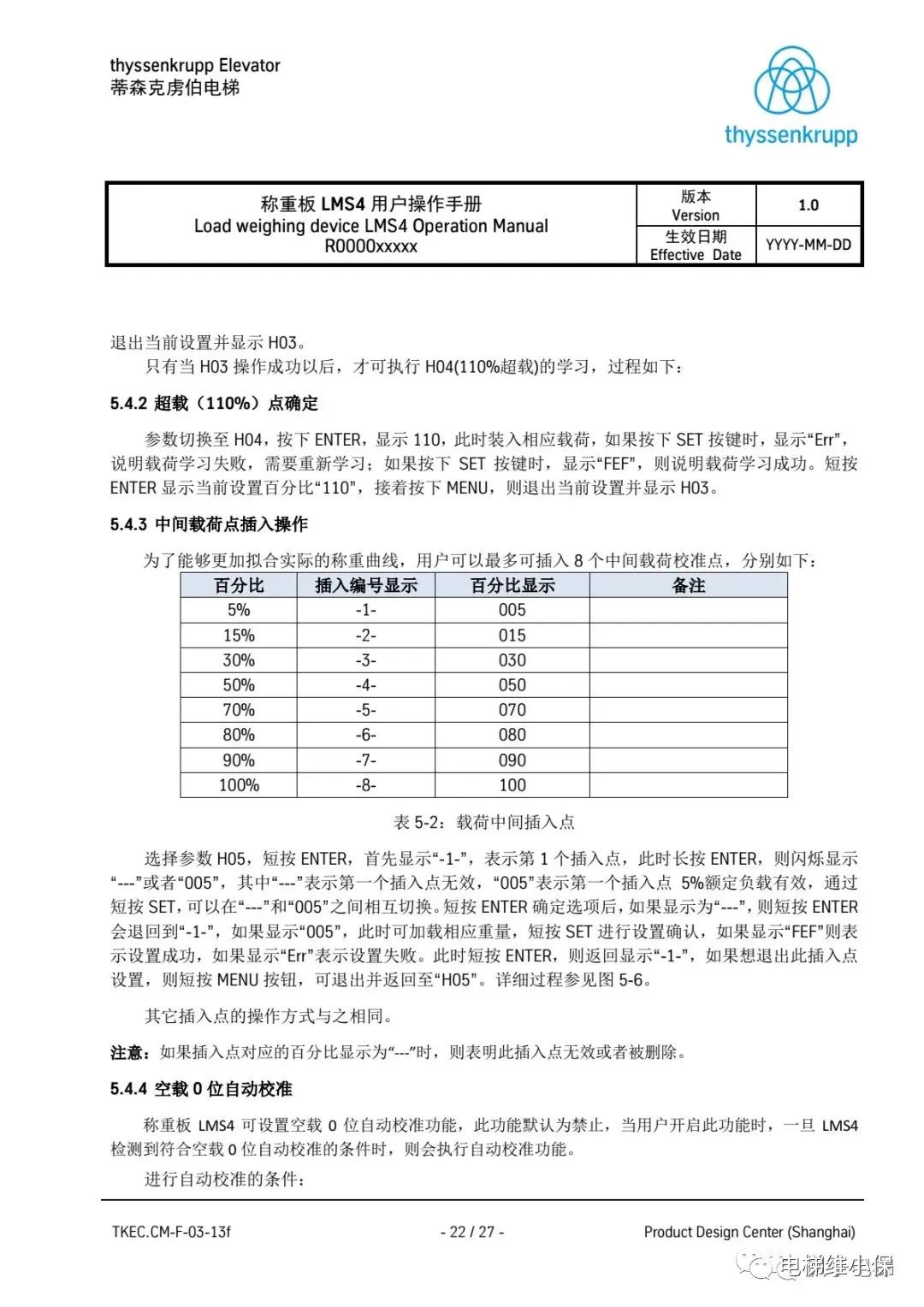 蒂森LMS4称重板操作手册 蒂森LMS4称重板操作手册