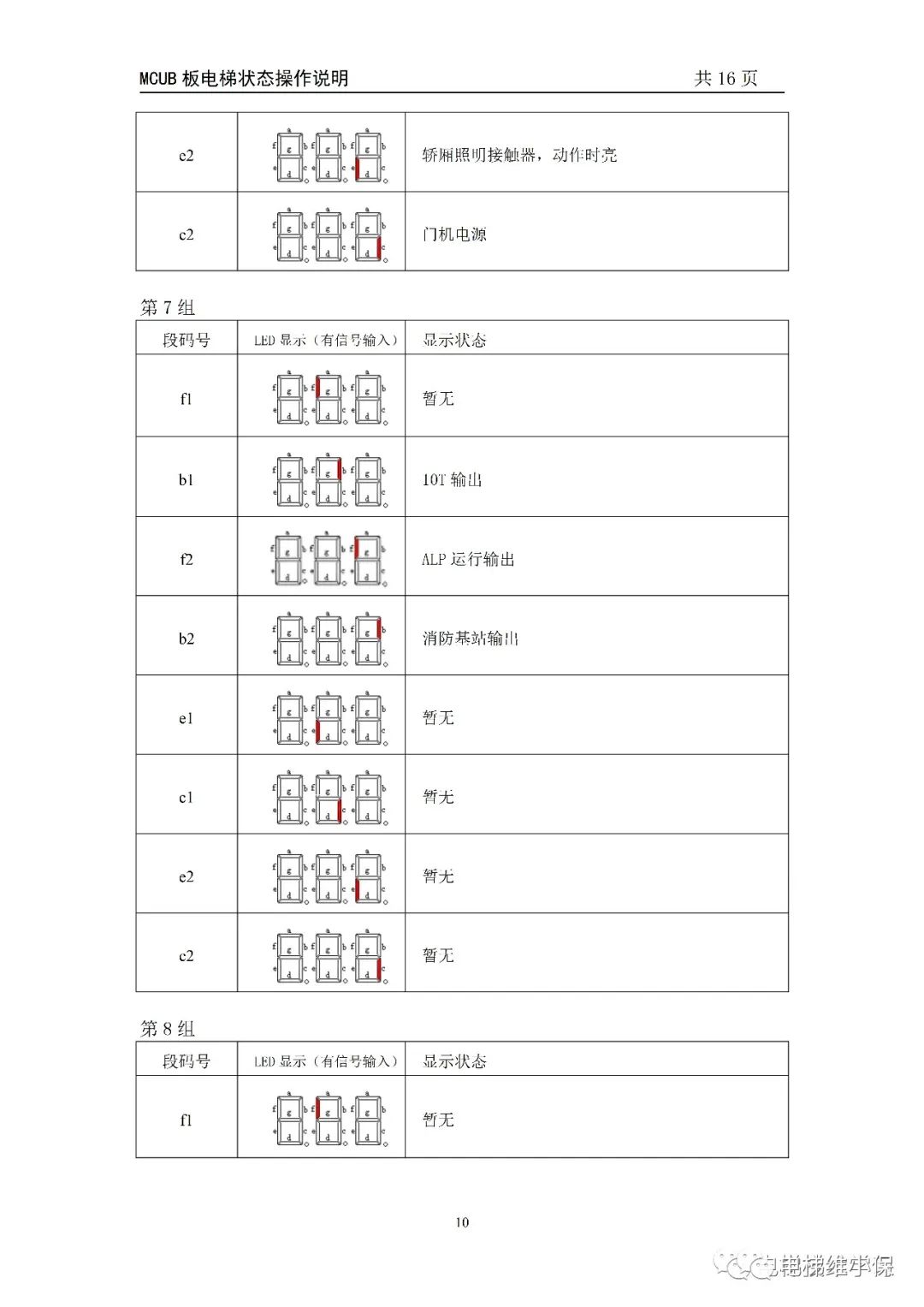MCUB板电梯状态操作说明 MCUB板电梯状态操作说明