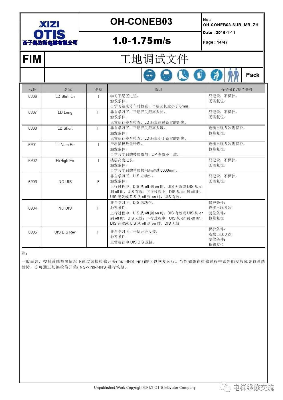 ​西子奥的斯OH-6000电梯调试资料