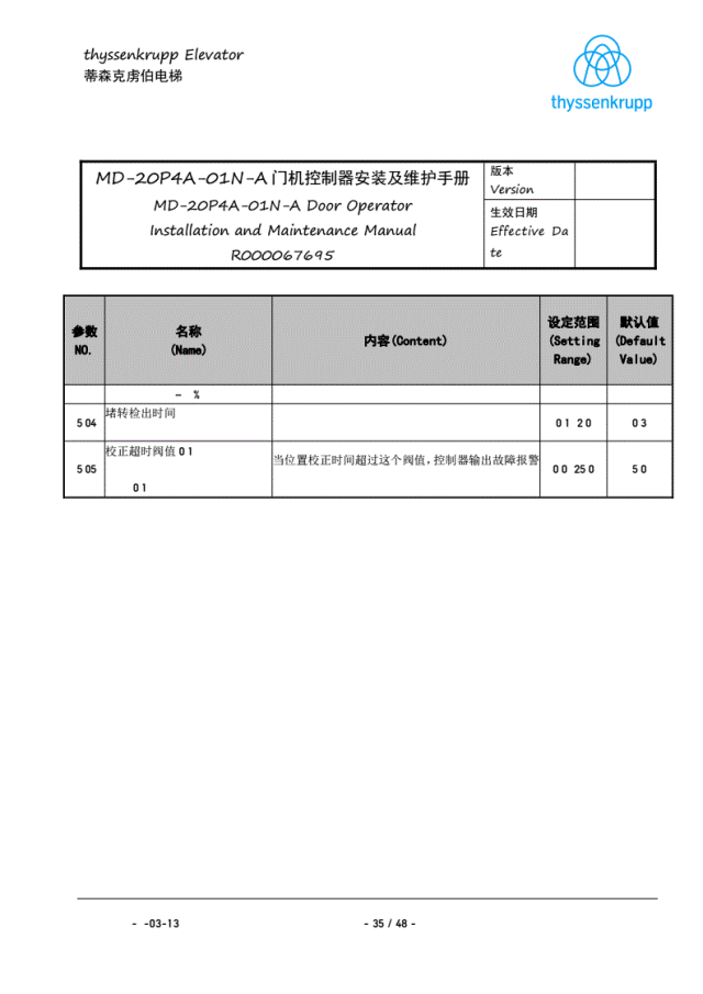 蒂森K400门机调试资料