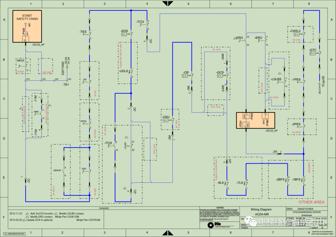 奥的斯ACD4-MR（图号：DAA21310AX）电气图纸