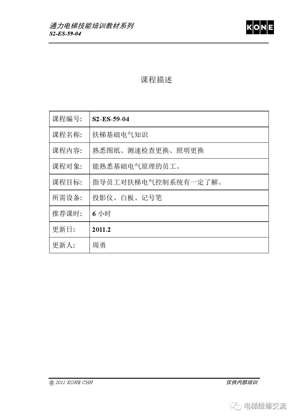 通力扶梯基础电气知识培训