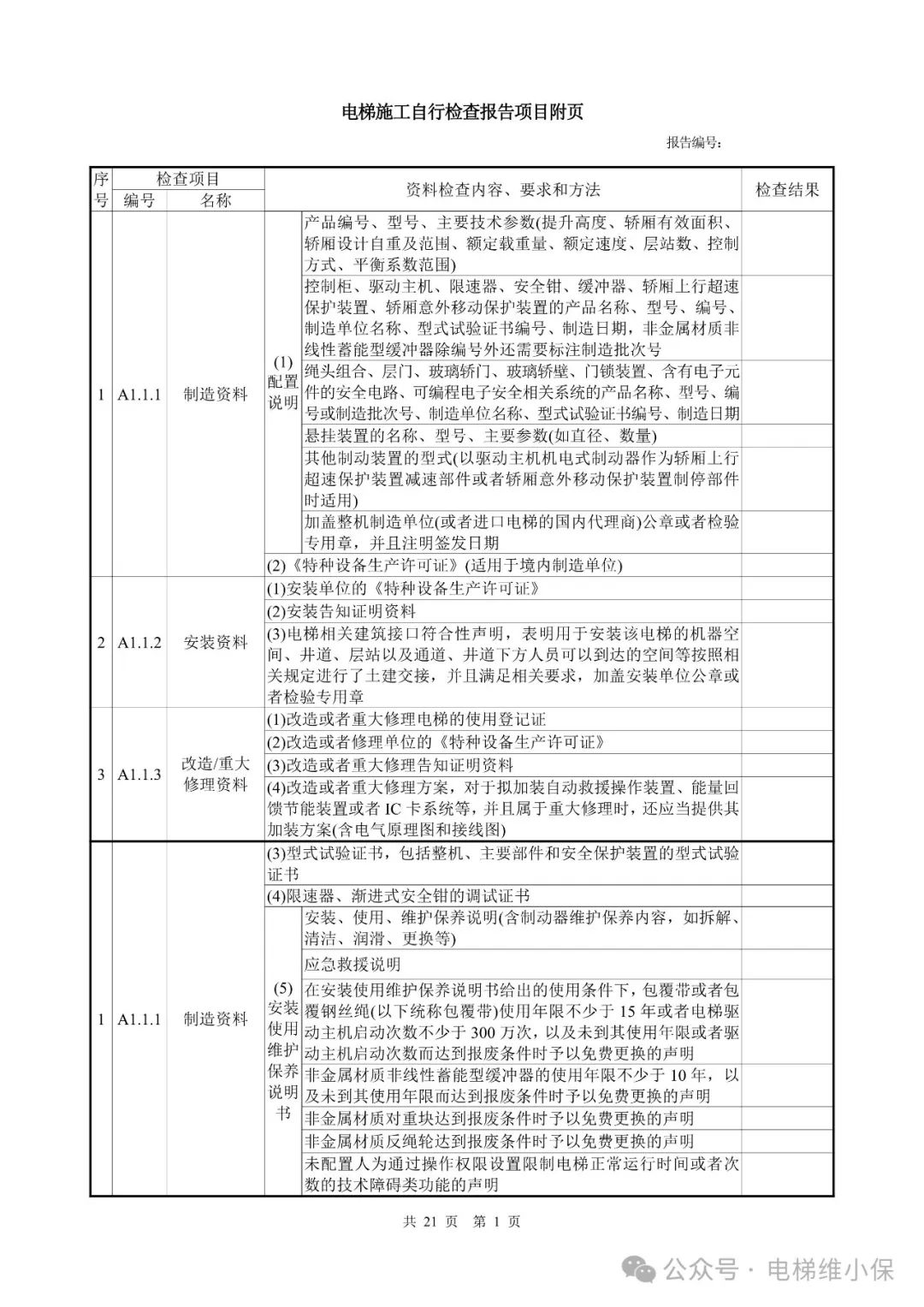电梯新检规施工自检报告模板（附下载）