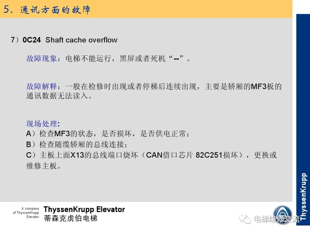 森电梯TCM常见故障的诊断分析及处理培训