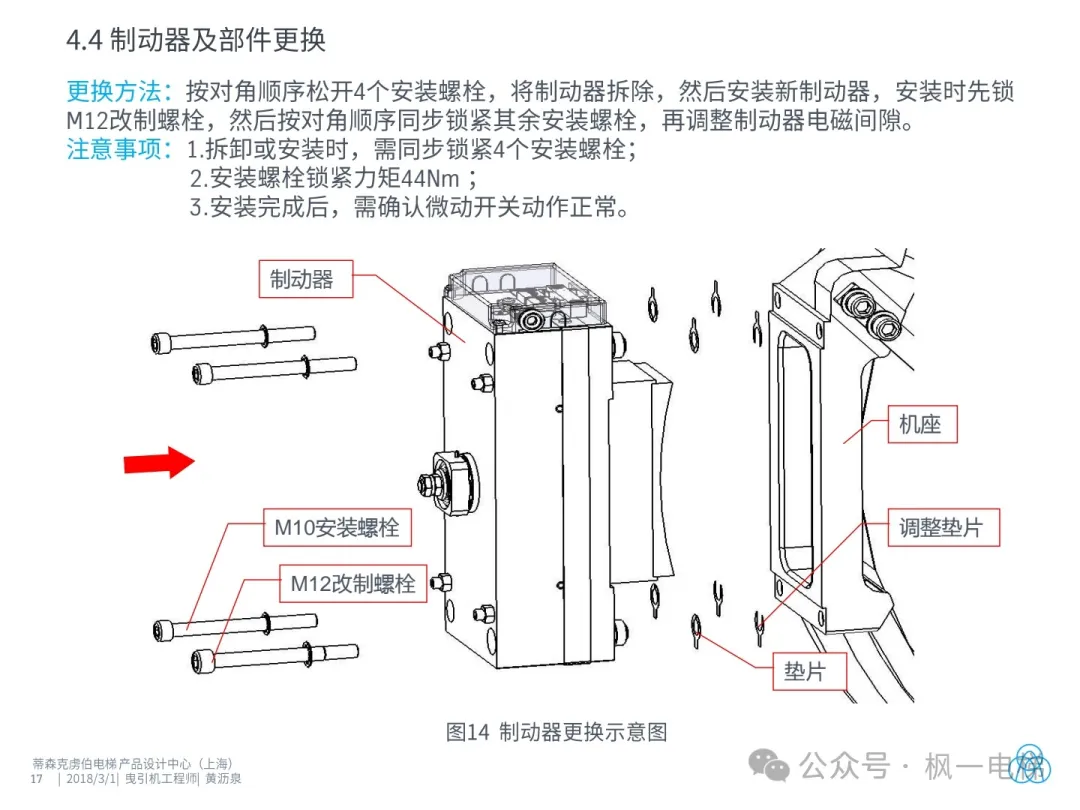电梯块式抱闸调整说明