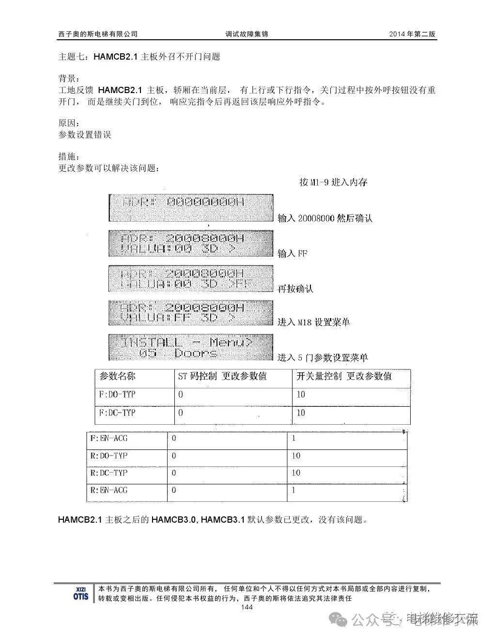 奥的斯电梯故障指导及技术通报
