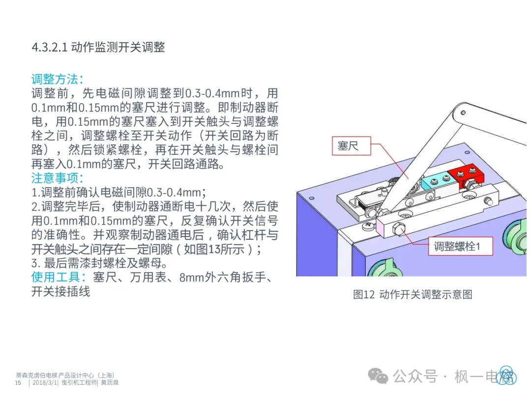 电梯块式抱闸调整说明