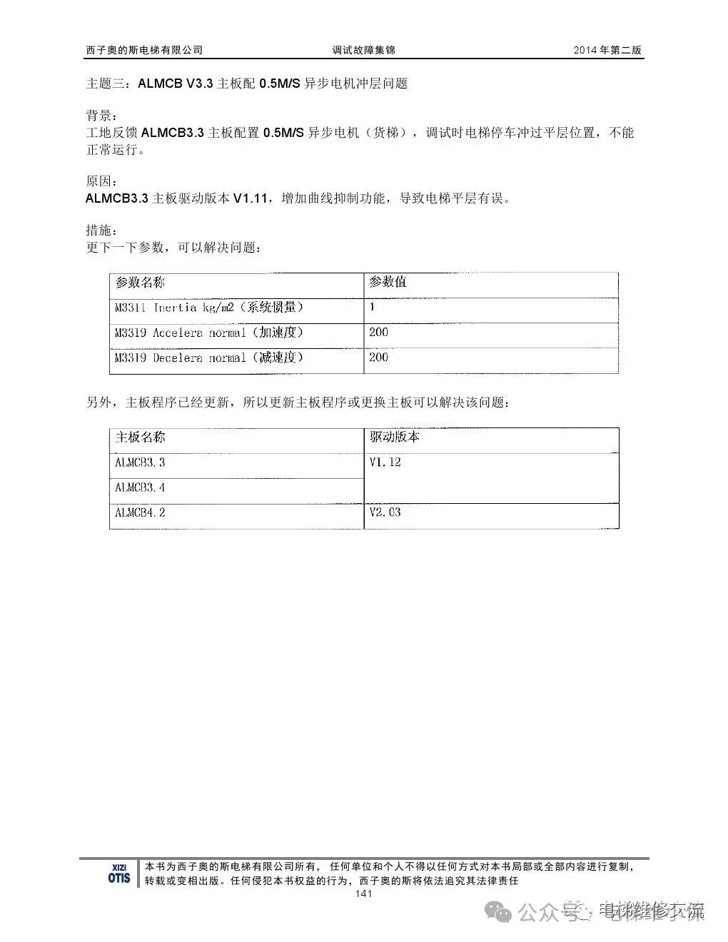 奥的斯电梯故障指导及技术通报