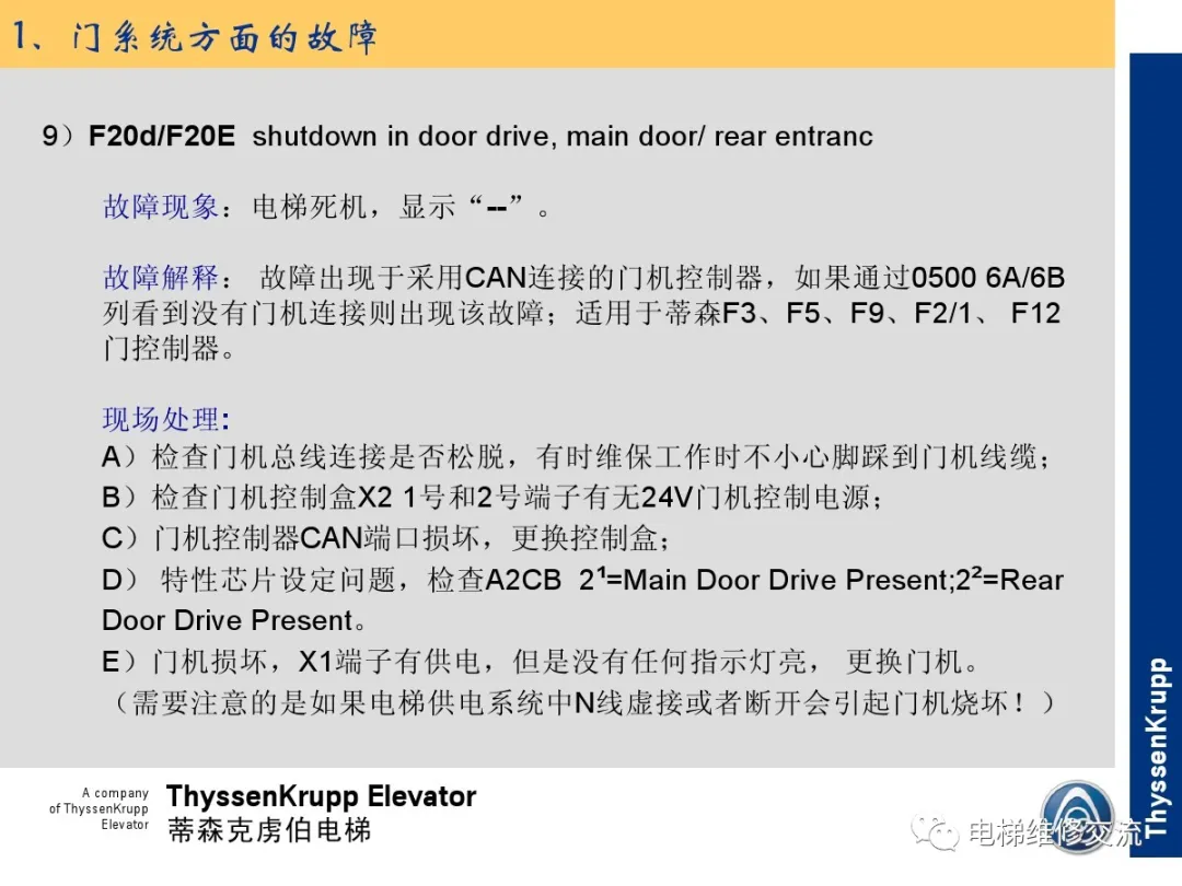 森电梯TCM常见故障的诊断分析及处理培训