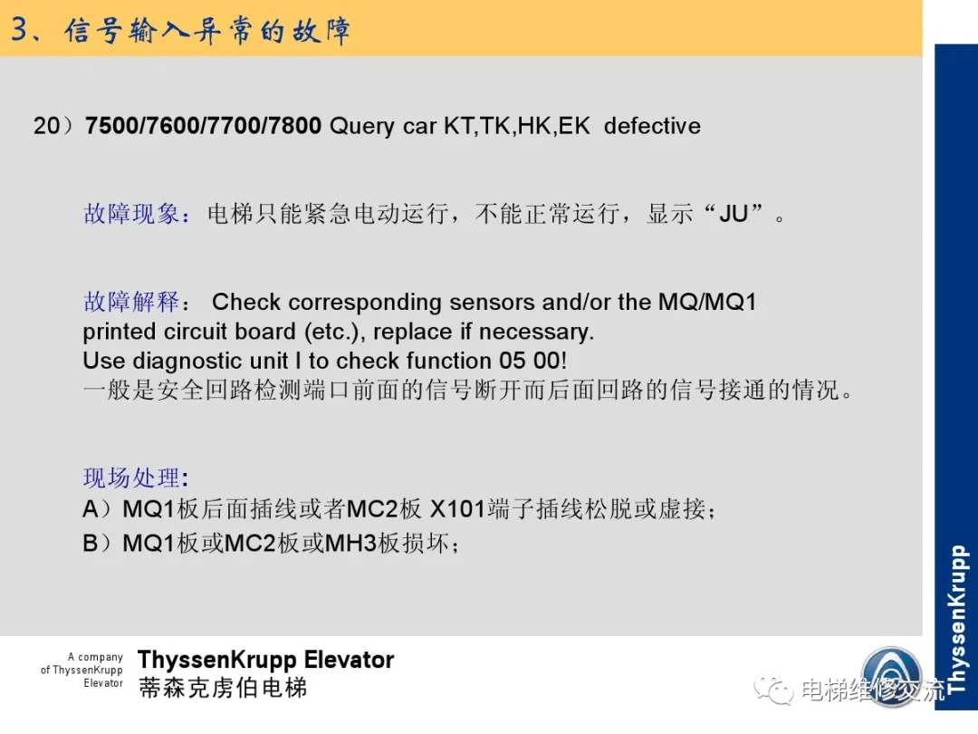 森电梯TCM常见故障的诊断分析及处理培训