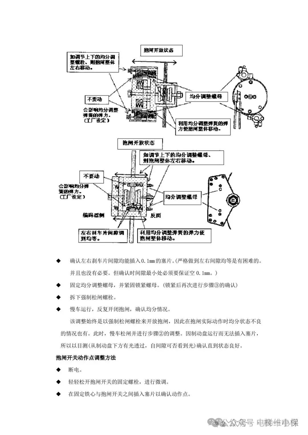 三菱电梯制动器拆解保养方法