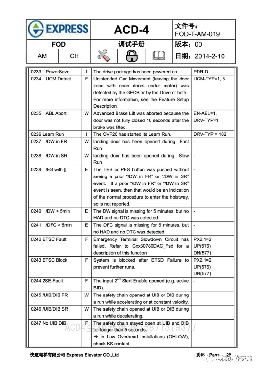 快速电梯ACD4调试资料