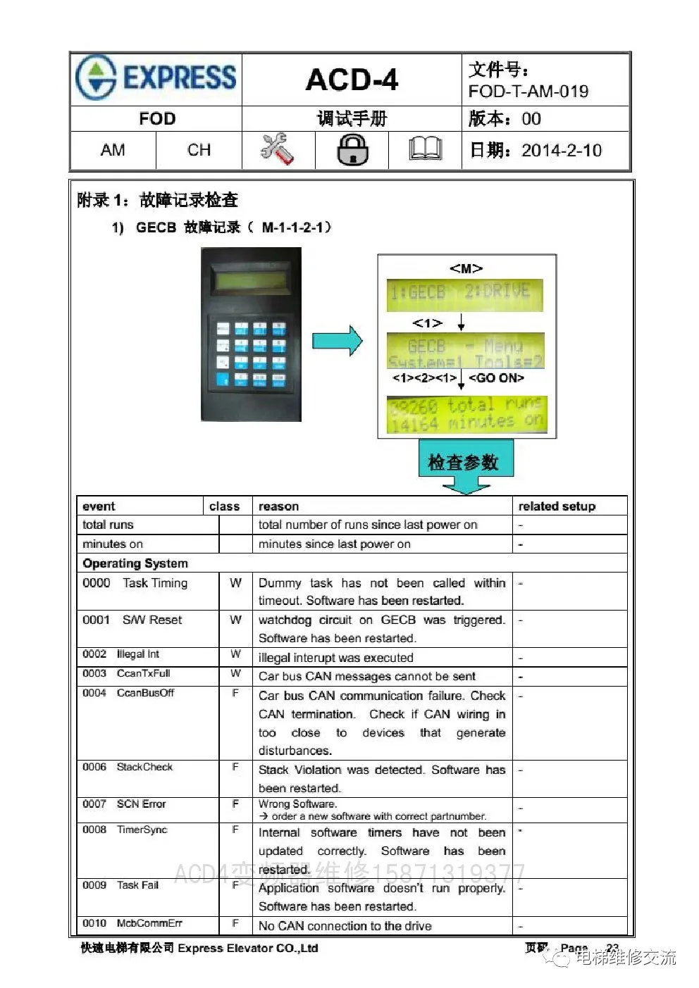 快速电梯ACD4调试资料