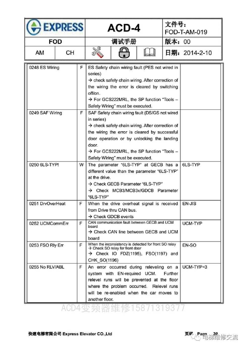 快速电梯ACD4调试资料