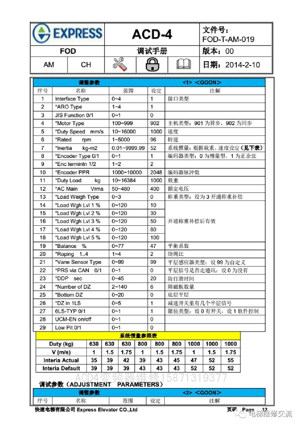 快速电梯ACD4调试资料