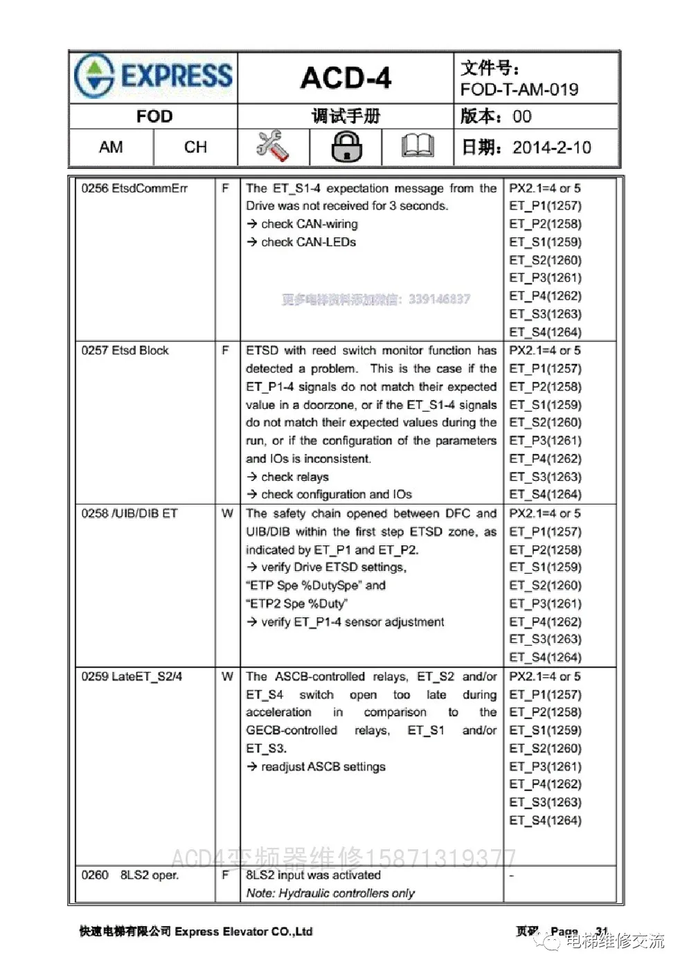 快速电梯ACD4调试资料