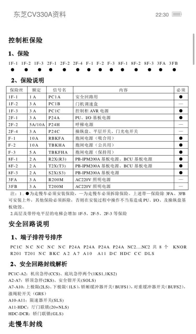 东芝CV330A电梯资料