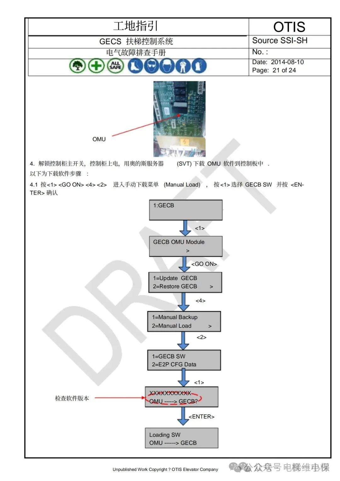 奥的斯GECS-ECB扶梯故障排查手册