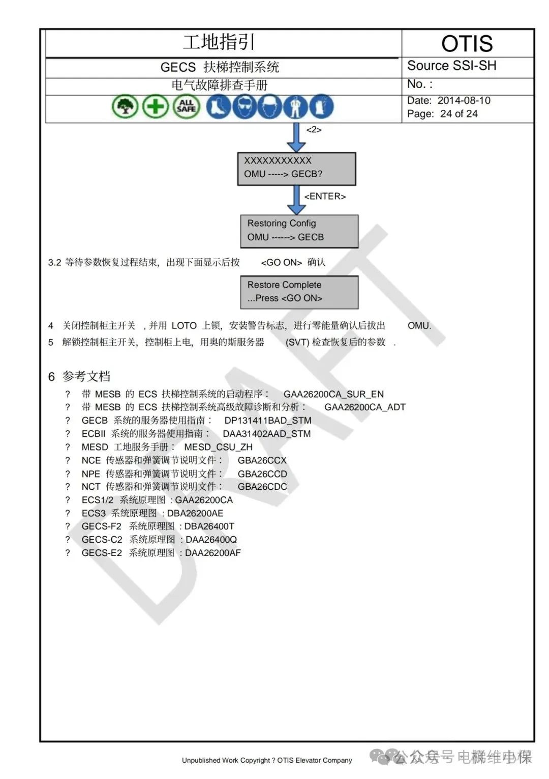 奥的斯GECS-ECB扶梯故障排查手册