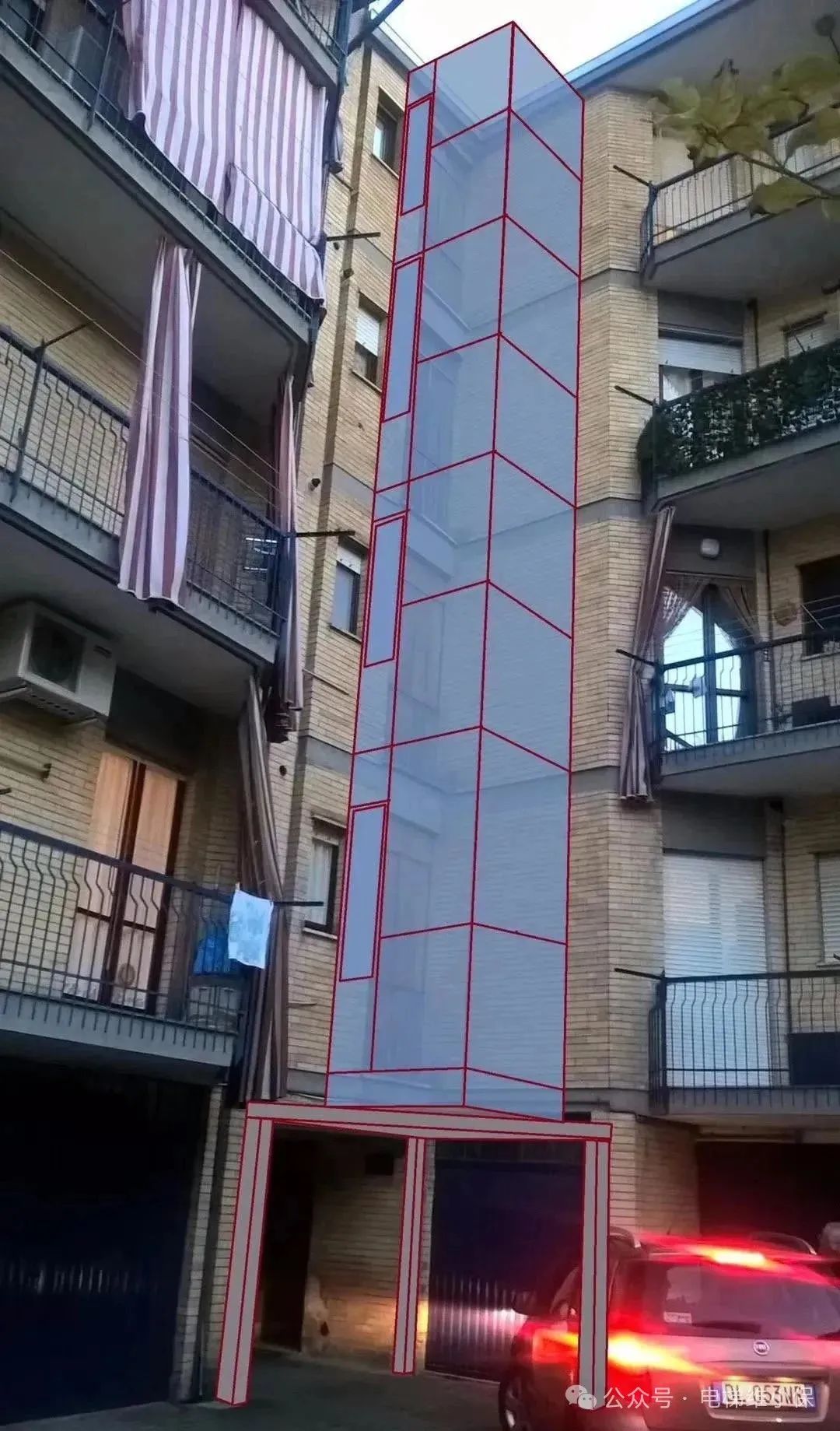 底坑悬空的加装电梯