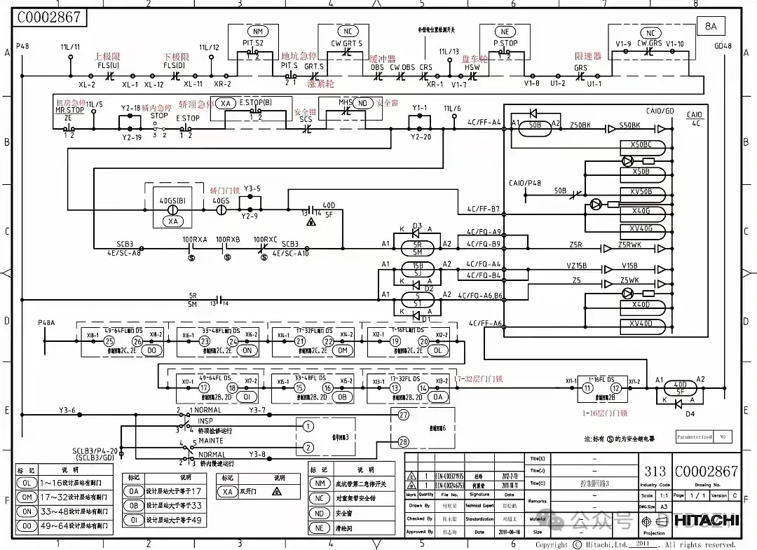 日立电梯安全回路和门锁回路（中文注释）型号：HCA-图片1